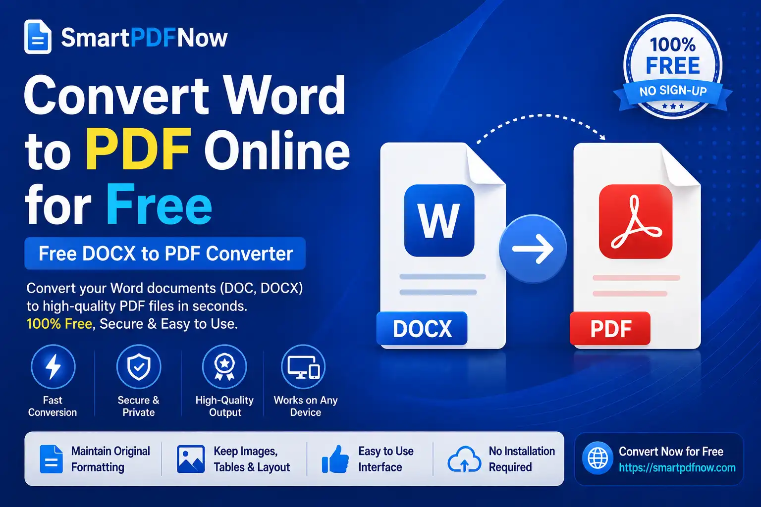 Convert Word to PDF Online for Free | Free DOCX to PDF Converter - SmartPDFNow