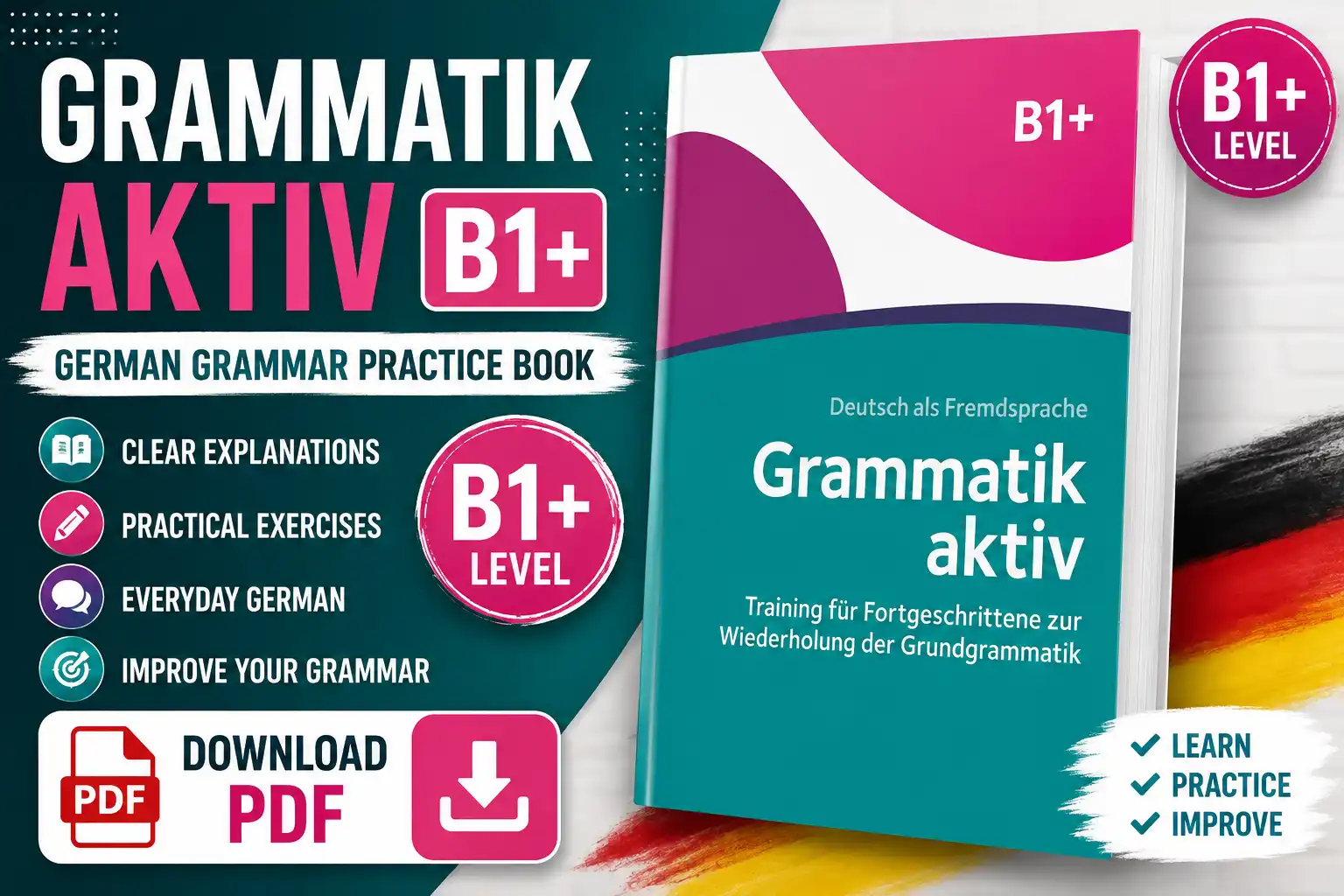 Grammatik aktiv B1+ PDF – German Grammar Practice Book for B1 Learners