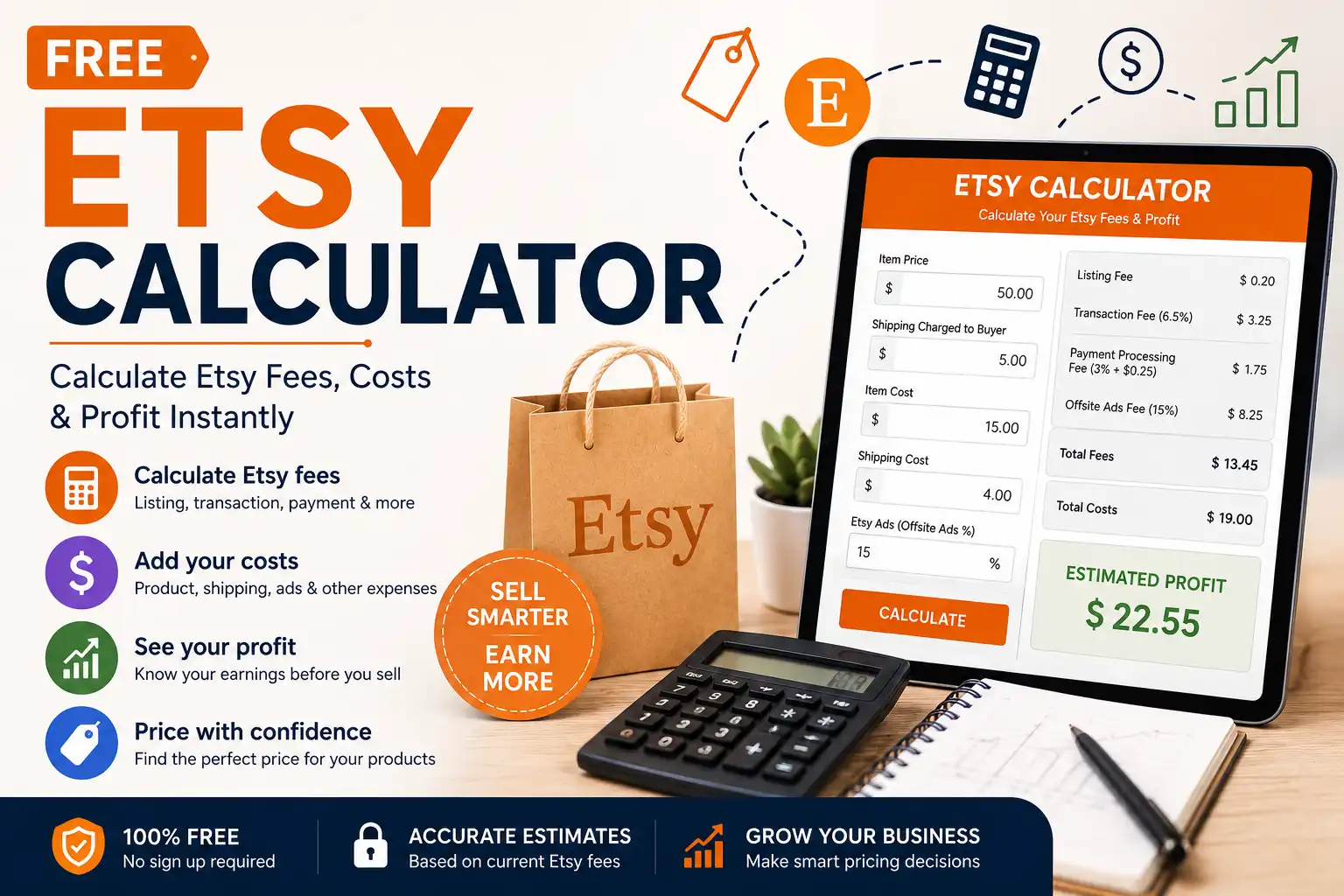 Etsy Calculator – Calculate Etsy Fees, Costs & Profit Free