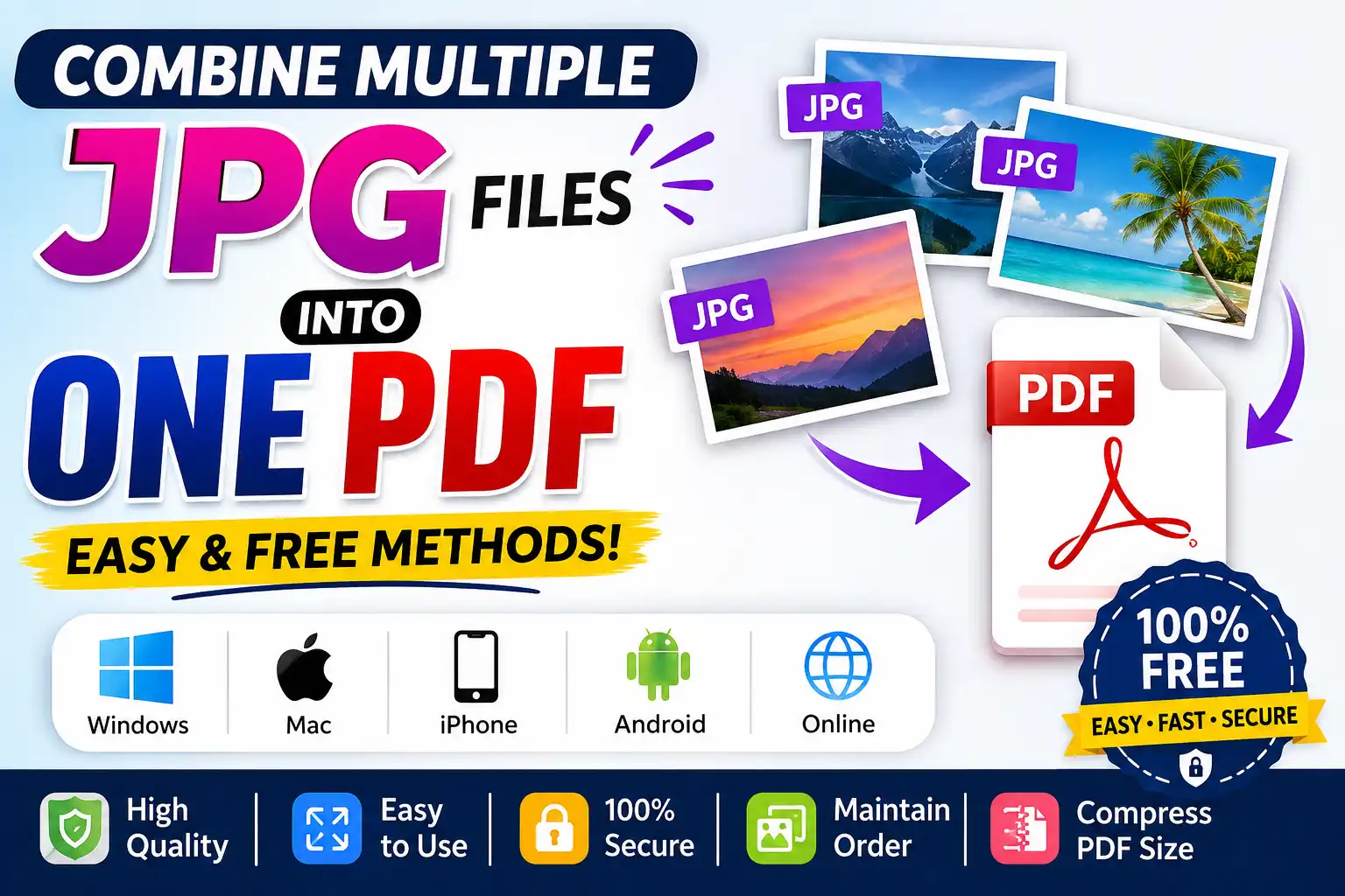 How to Combine Multiple JPGs into One PDF Free