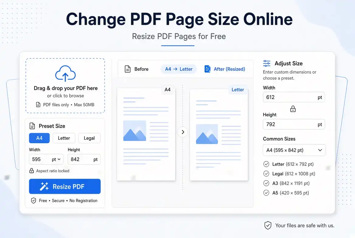 Change PDF Page Size Online – Resize PDF Pages for Free